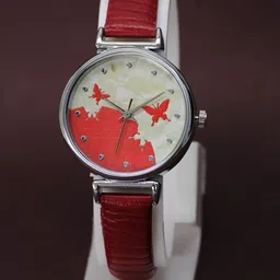 VIRAKTI Women Printed Dial & Leather Straps Analogue Watch F-95-RED-25-image-63