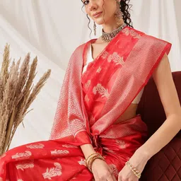 DIVASTRI Floral Zari Organza Banarasi Saree-26