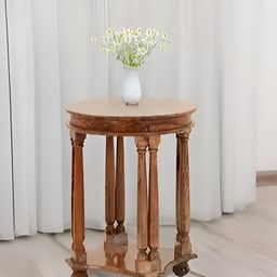 Royaloak Brown Wooden Round Riva Bedside Table-image-7