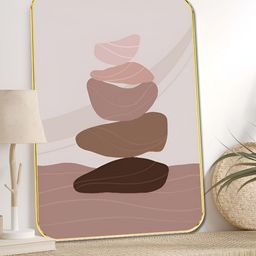 SAF Grey & Purple Earth Tone Zen Stones Printed Wall Art-13