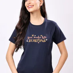 Moda Rapido Typography Printed Round Neck Short Sleeves Cotton T-shirt-picture-12