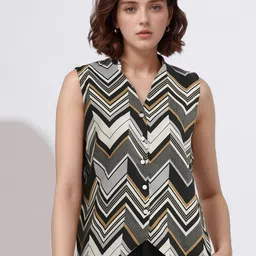 DressBerry Chevron Print Waistcoat-image-47