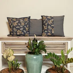 Myntra Elegant Homes Vintage Twilight Grey 3 Pieces Printed Cotton Square Cushion Coverss-image-56