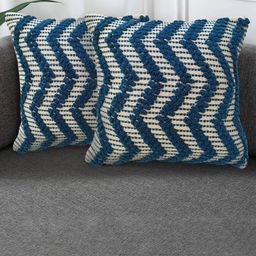 ELEGANT WEAVERS Blue & Beige Set of 2 Checked Square Cushion Covers-24