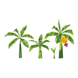 LANSTICK Green & Yellow Banana Tree Printed Wall Stcikers-image-72