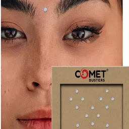 Comet Busters Beautiful Traditional Designer Bindi - Silver image 4