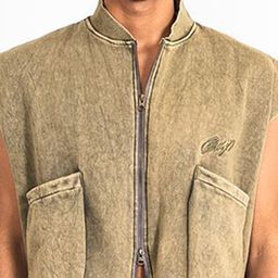 CTRL+P Unisex Washed Colourblocked Crop Open Front Jacket image 4