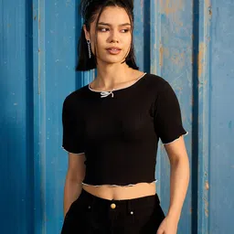 CORSICA Bow Detail Ribbed Crop Top-image-2