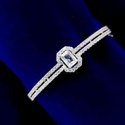 Opal Touch Women Brass Cubic Zirconia Tasselled Rhodium-Plated Kada Bracelet-image-12