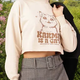 DressBerry Snug Glam Cat-Printed Crop Sweatshirt-image-52