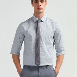 Arrow Men Manhattan Slim Fit Geometric Printed Spread Collar Pure Cotton Formal Shirt-picture-45