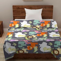 HOSTA HOMES Grey & Blue Cartoon Printed Reversible AC Room 210 GSM Single Bed Comforter-55
