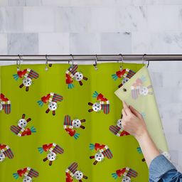 ArtzFolio Green& White Printed Water Proof Shower Curtain-2