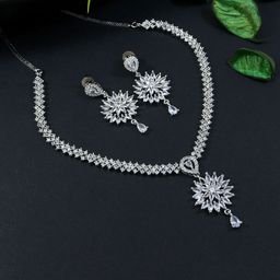 SGA FASHION Silver-Plated American Diamond-Studded Jewellery Set-image-64