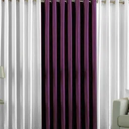 BELLA TRUE White & Burgundy 3 Pieces Ripple Fold Long Door Curtain-11