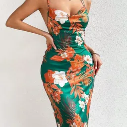 HERE&NOW Floral Print Bodycon Midi Dress-picture-51