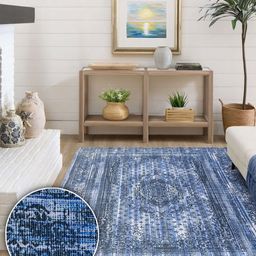 Kaleen India Navy Blue Traditional Anti-Skid Polyester Carpet-picture-1