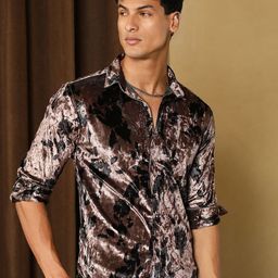 Campus Sutra Floral Printed Comfort Velvet Casual Shirt-picture-9