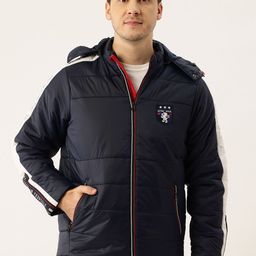 Monte Carlo Hooded Patchwork Detail Padded Jacket with Contrasting Stripes-picture-13