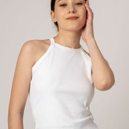 Redamancii Women Vertical Striped Shoulder Straps Polycotton Top-image-82