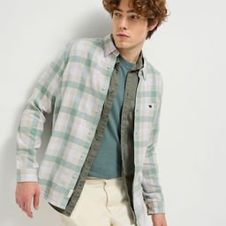 THE BEAR HOUSE Men Button-Down Collar Tartan Checked Cotton Casual Shirt-image-85