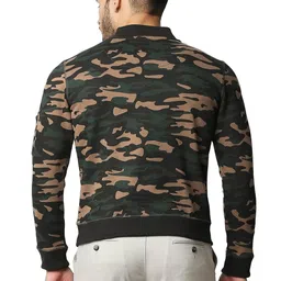 Basics Men Camouflage Open Front Jacket with Embroidered image 4