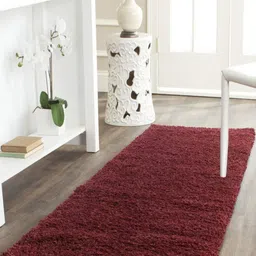 Banchmark Home Furnishings Maroon Solid No Shredding Woollen Carpet-image-84