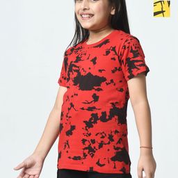 BAESD Girls Pack of 2 Abstract Printed Round Neck Cotton T-shirts-image-65