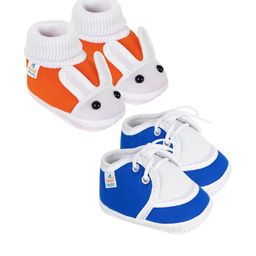 NESKA MODA 3 To 12 Months Baby Boys & Baby Girls Set of 2 Pair Soft Cotton Rabbit Face Lace Booties-picture-10