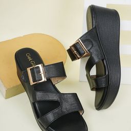 Get Glamr Women Wedge Mules with Buckles-1