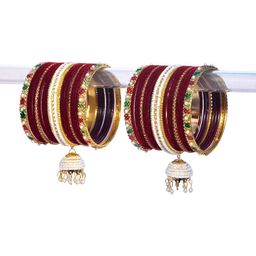 Shopmart Set Of 34 Stone-Studded & Beaded Bangles-image-23