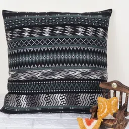 Indihomecraft Black Abstract Square Cotton Cushion Covers-image-67