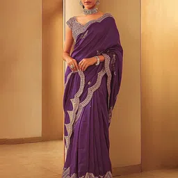 Moda Rapido Floral Sequinned Silk Blend Designer Saree-picture-40