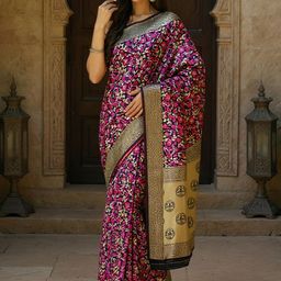 Anouk Rustic Floral Printed Zari Banarasi Saree-picture-43