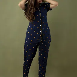 Women Blue Box Print Night Suit-image-78
