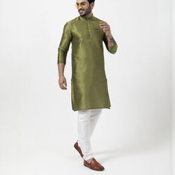PulseIQ Men Green Kurtas-image-40