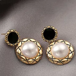 Celestique Korean Pearls Beaded Contemporary Drop Earrings-image-86