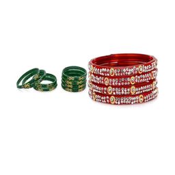 SOMIL Set Of 12 Green Alloy Artificial Stones & Beads Bangles-picture-48