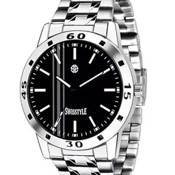 SWISSTYLE Men Brass Embellished Dial & Stainless Steel Straps Analogue Watch SS-GR032-BLK-CH-image-84