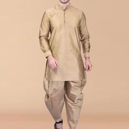 PRINTINDIA Mandarin Collar Pure Silk Kurta with Dhoti Pants-image-55