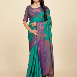 Indian Fashionista Ethnic Motifs Zari Organza Banarasi Saree-picture-8