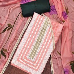 MANVAA Floral Embroidery Thread Work Pure Cotton Unstitched Dress Material-picture-24