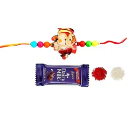 VR Creatives Kids Bal Ganesh Rakhi Gift Set With Roli Chawal & Dairy Milk-picture-23