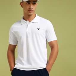technosport Men Self Design Polo Neck Polyester White T-Shirt-picture-22