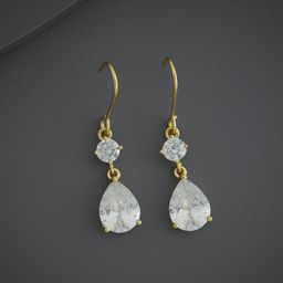 Kushal's Fashion Jewellery Gold-Plated Classic Zircon Studded Drop Earrings-image-95