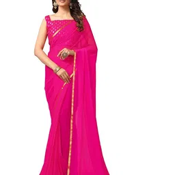 DURGA EMPORIO Zari Border Pure Chiffon Saree-picture-49