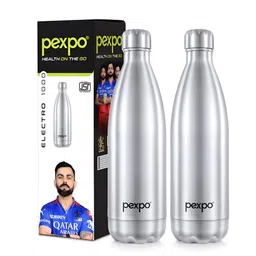 Pexpo Silver-Toned Set of 2 Stainless Steel Water Bottle-image-56