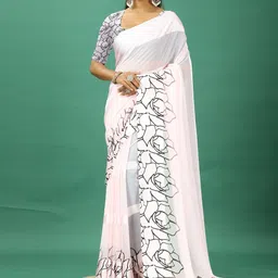 VIRENDRA TEXTILES Floral Satin Saree-image-90