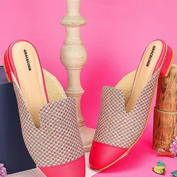 GRACECODE Women Woven Design Round Toe Mules-image-23