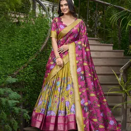 Aika Printed Kalamkari Ready to Wear Lehenga & Unstitched Blouse With Dupatta-picture-16